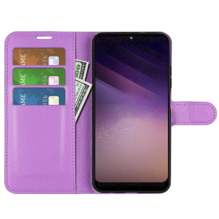 Bild 4,  Samsung Galaxy A03 Fodral Litchi Läder Lila - Teknikhallen.se