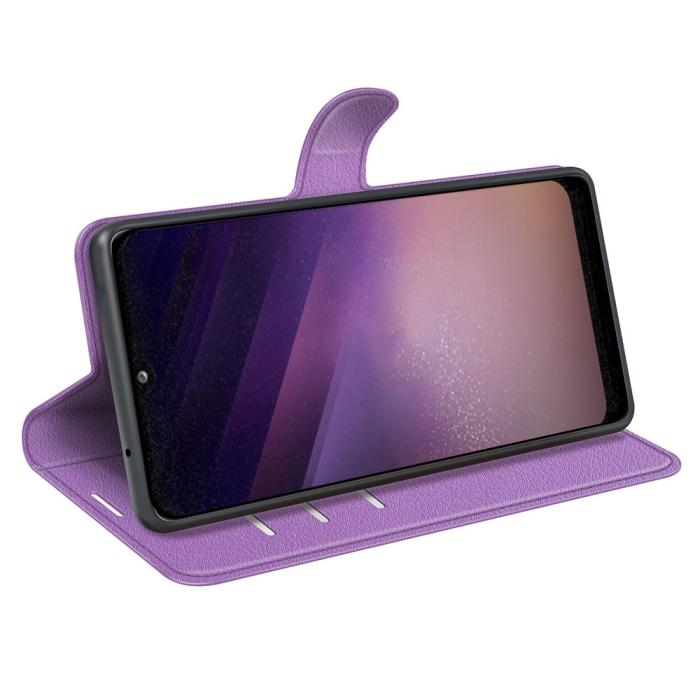 Bild 5,  Samsung Galaxy A03 Fodral Litchi Läder Lila - Teknikhallen.se