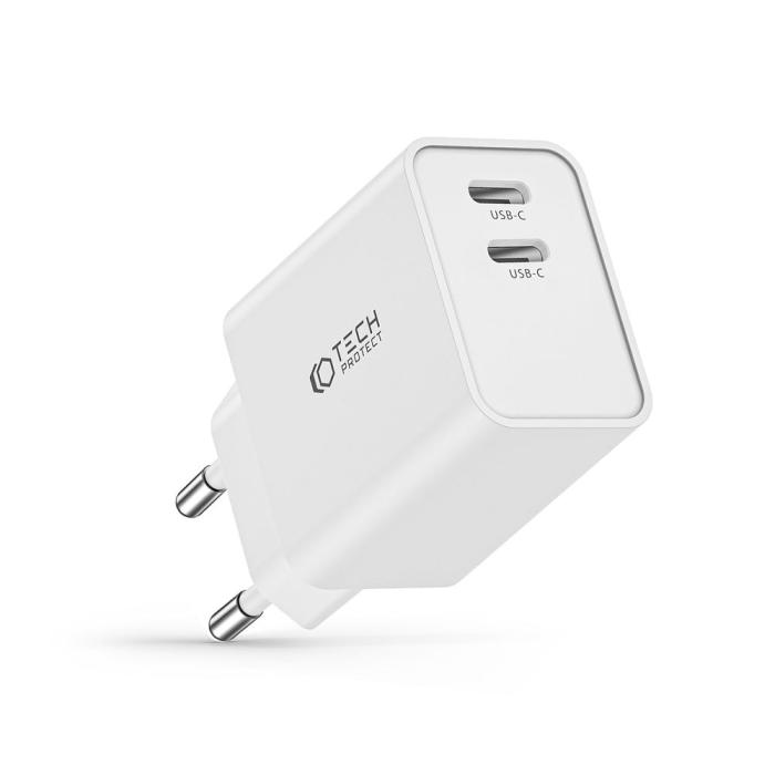 Bild 6, Tech-Protect Tech-Protect 35W PD 2x USB-C Väggladdare Vit - Teknikhallen.se