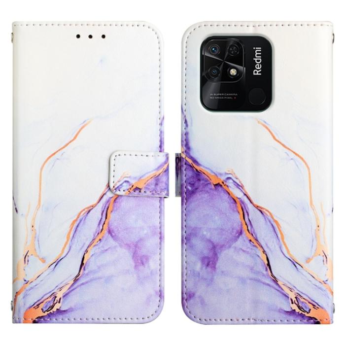 Bild 2,  Xiaomi Redmi 10C Fodral Marmor Vit/Lila - Teknikhallen.se