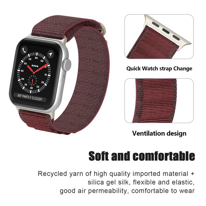 Bild 5, ColorPop Apple Watch 42/44/45/46/49 mm Armband Alpine Pro Loop Burgundy - Teknikhallen.se
