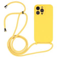  iPhone 15 Pro Max Skal Silikon Med Sn&ouml;re Gul - Teknikhallen.se