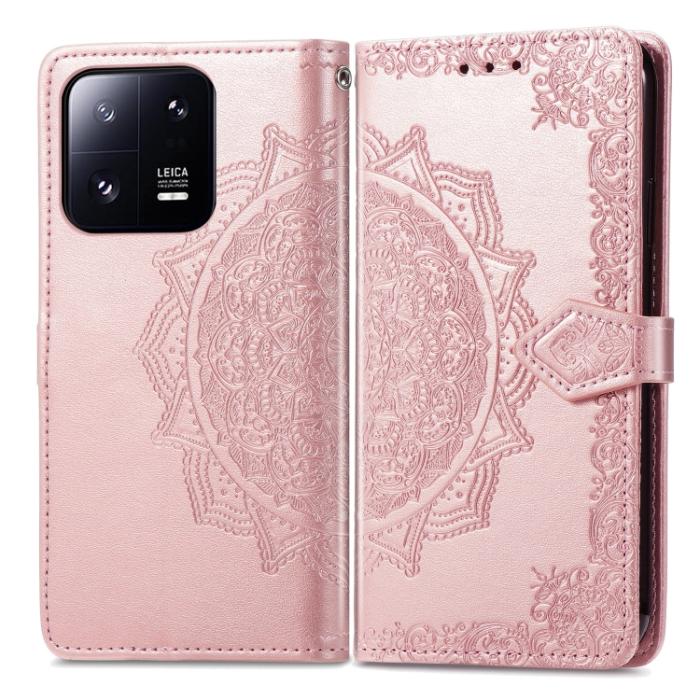 Bild 2,  Xiaomi 13 Pro 5G Fodral Mandala Läder Roséguld - Teknikhallen.se