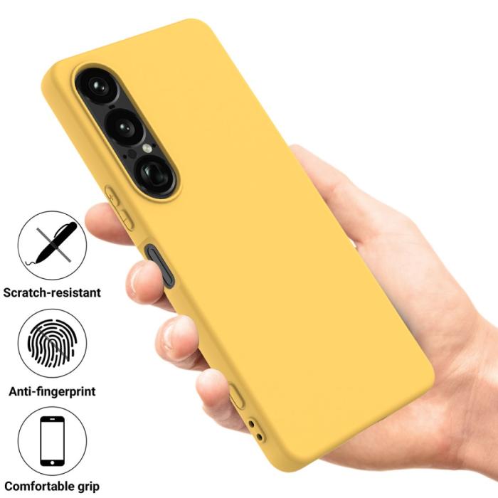 Bild 2,  Sony Xperia 1 VII Skal Liquid Silikon Gul - Teknikhallen.se