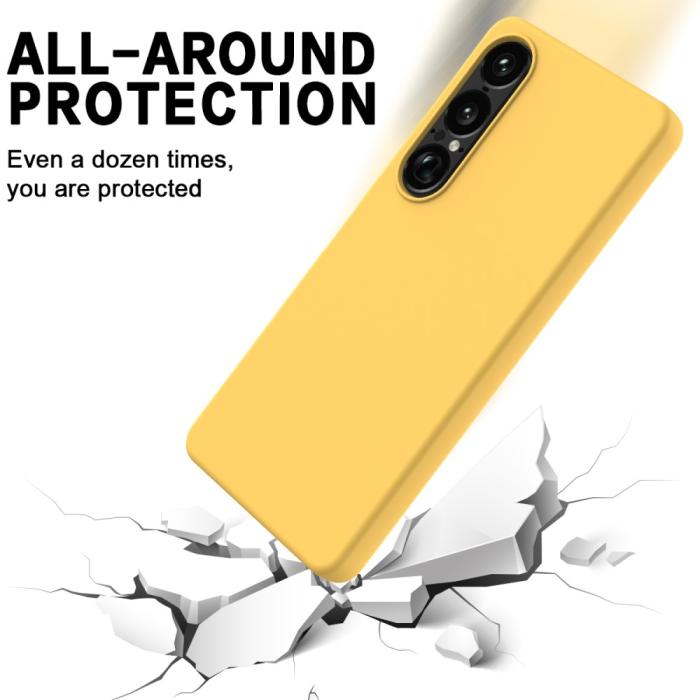 Bild 5,  Sony Xperia 1 VII Skal Liquid Silikon Gul - Teknikhallen.se