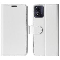  Motorola Moto E13 Fodral Crazy Horse L&auml;der Vit - Teknikhallen.se