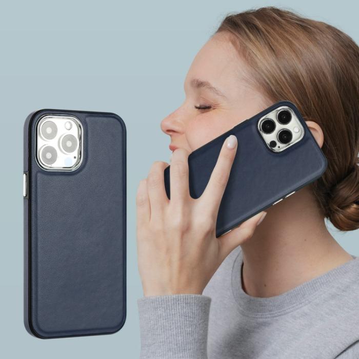 Bild 5,  iPhone 15 Pro Skal Läderbelagt Blå - Teknikhallen.se