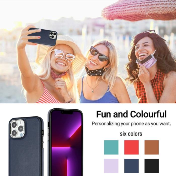 Bild 6,  iPhone 15 Pro Skal Läderbelagt Blå - Teknikhallen.se