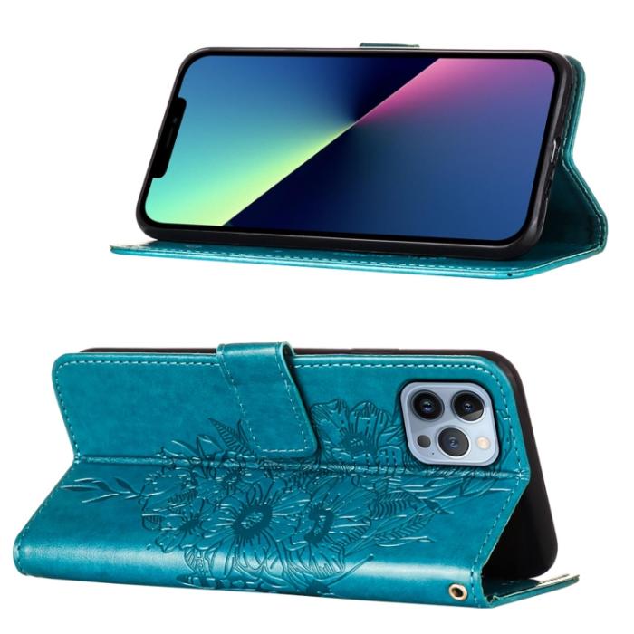 Bild 4,  iPhone 15 Pro Fodral Med Fjäril Tryck Blå - Teknikhallen.se