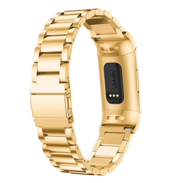 Bild 2,  Lyxigt Metallarmband Fitbit Charge 3 / 4 Guld - Teknikhallen.se