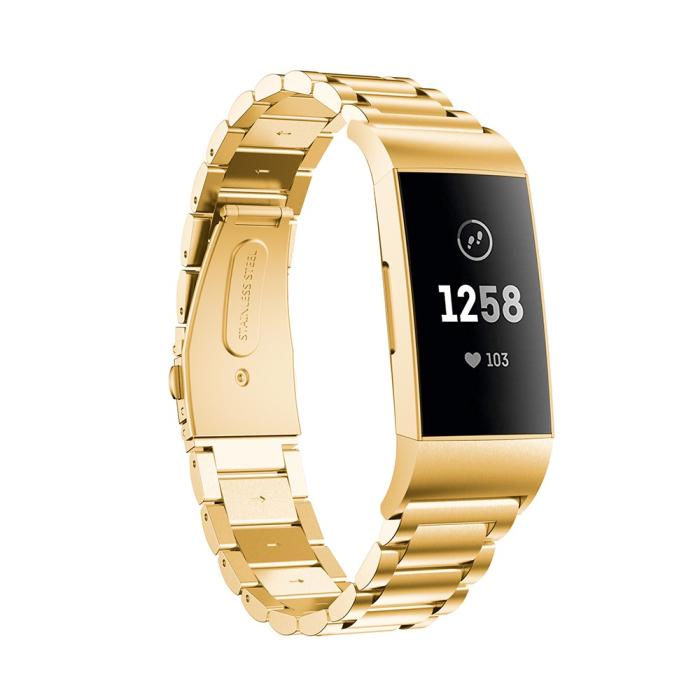 Bild 4,  Lyxigt Metallarmband Fitbit Charge 3 / 4 Guld - Teknikhallen.se
