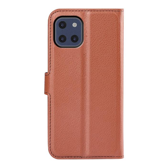 Bild 3,  Samsung Galaxy A03 Fodral Litchi Läder Brun - Teknikhallen.se