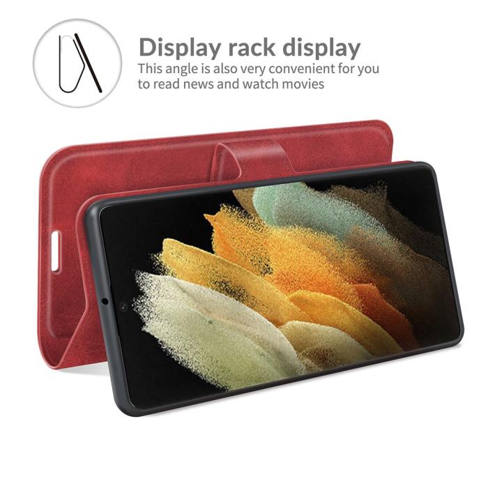 Bild 6,  Samsung Galaxy S22 Ultra Fodral Solid Läder Röd - Teknikhallen.se