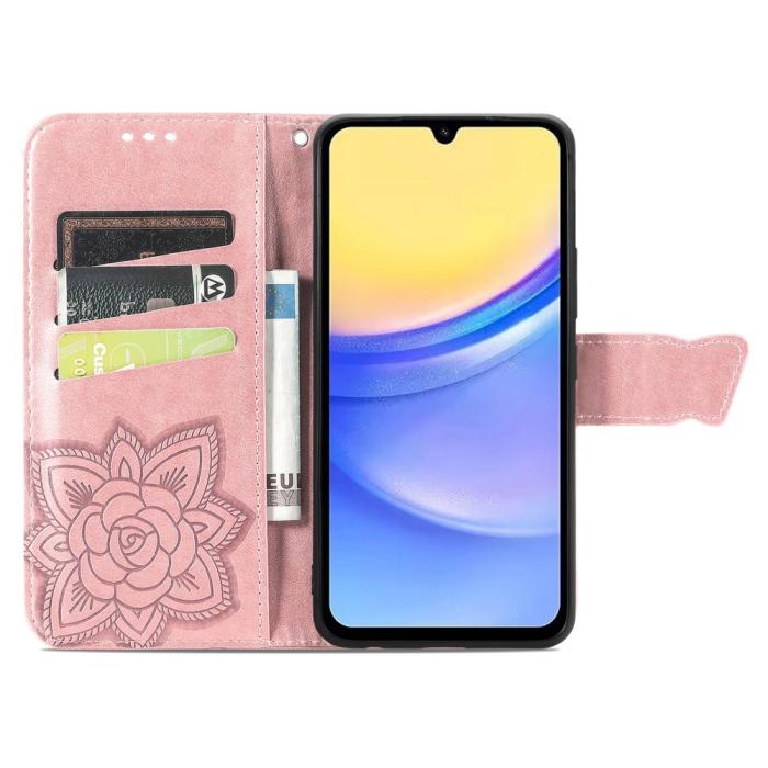 Bild 2,  Samsung Galaxy A15 5G Fodral Big Butterfly Roséguld - Teknikhallen.se