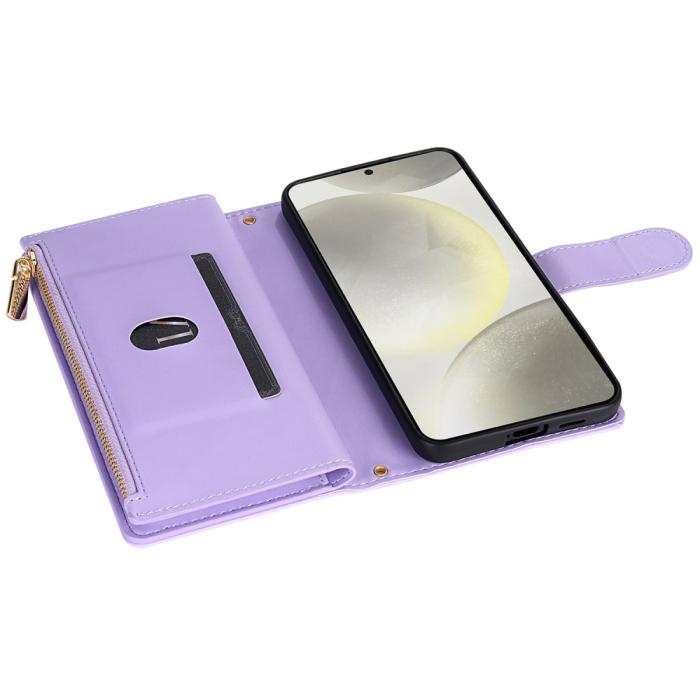 Bild 4,  Samsung Galaxy S25 Fodral Läder Rhombus Lila - Teknikhallen.se