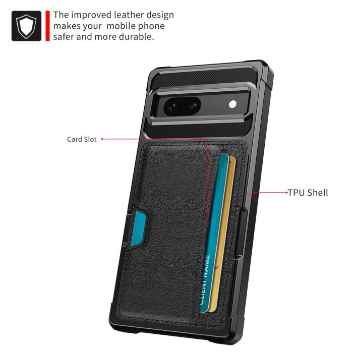 Bild 2,  Google Pixel 7A Skal Shockproof Med Kortfack Svart - Teknikhallen.se