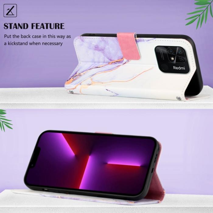 Bild 3,  Xiaomi Redmi 10C Fodral Marmor Vit/Lila - Teknikhallen.se