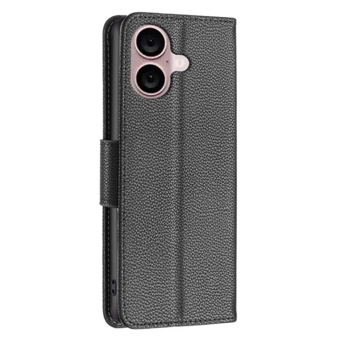 Bild 6,  iPhone 16 Plus Fodral Litchi Shark Läder Svart - Teknikhallen.se