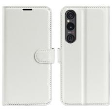  Sony Xperia 1 VI Fodral Litchi L&auml;der Vit - Teknikhallen.se
