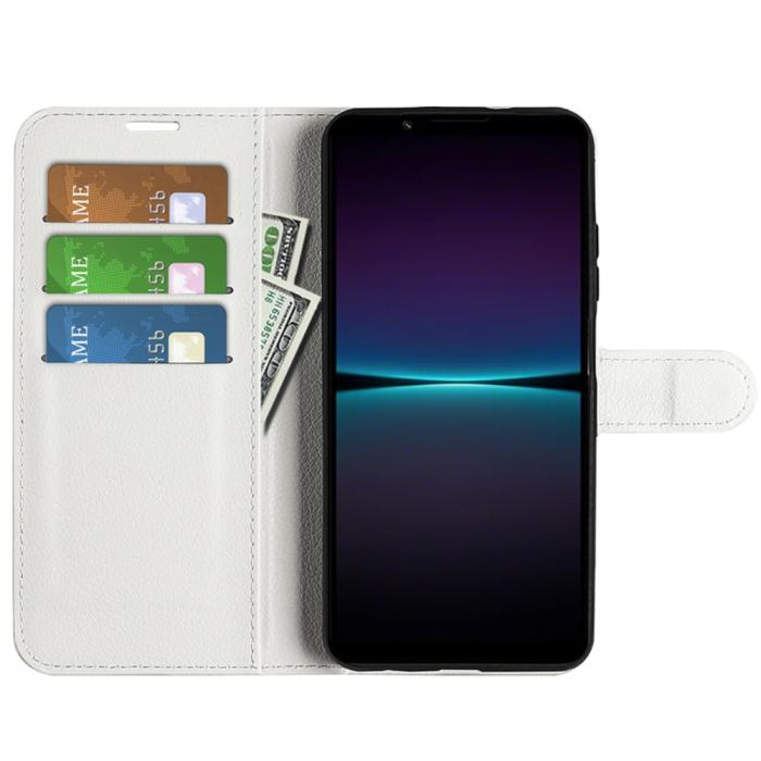 Bild 2,  Sony Xperia 1 VI Fodral Litchi Läder Vit - Teknikhallen.se