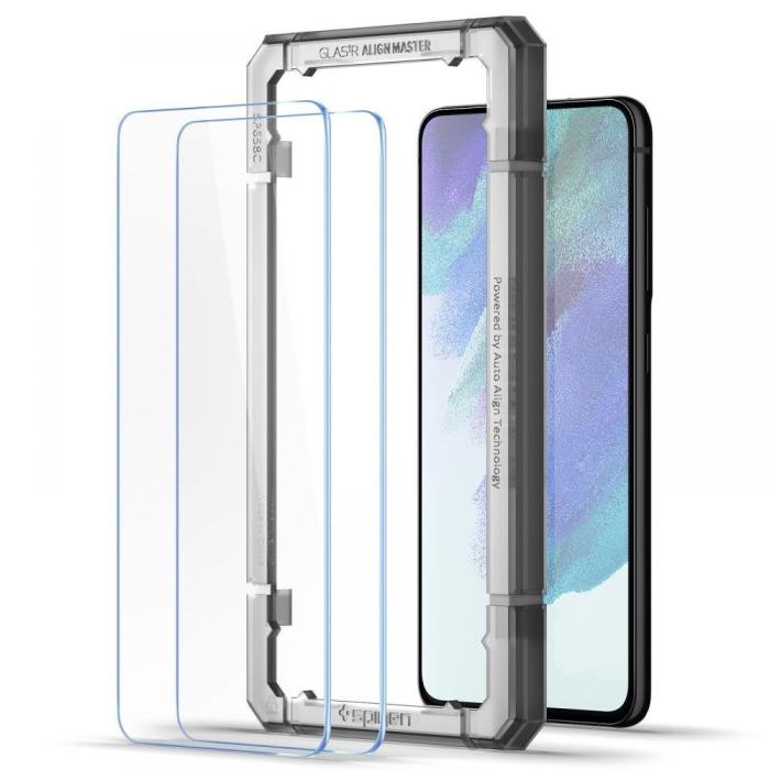 Bild 2, Spigen Spigen Samsung Galaxy S21 FE 2-PACK ALM Glas.tR Härdat Glas - Teknikhallen.se