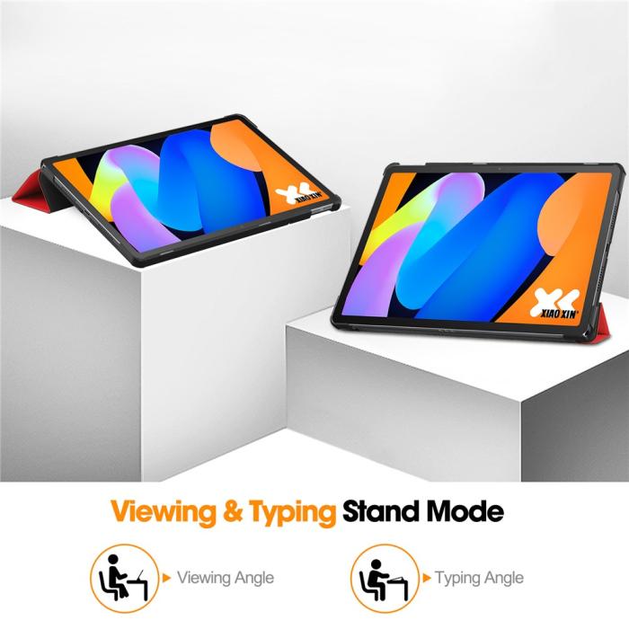 Bild 4,  Lenovo Idea Tab Fodral Tri-Fold Läder Röd - Teknikhallen.se