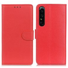  Sony Xperia 1 V Fodral Litchi L&auml;der R&ouml;d - Teknikhallen.se