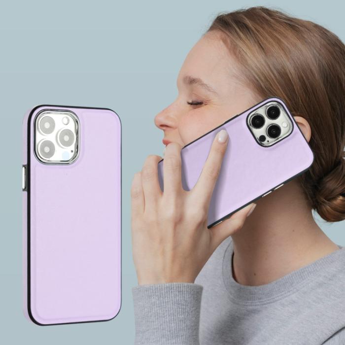 Bild 5,  iPhone 15 Pro Skal Läderbelagt Lila - Teknikhallen.se