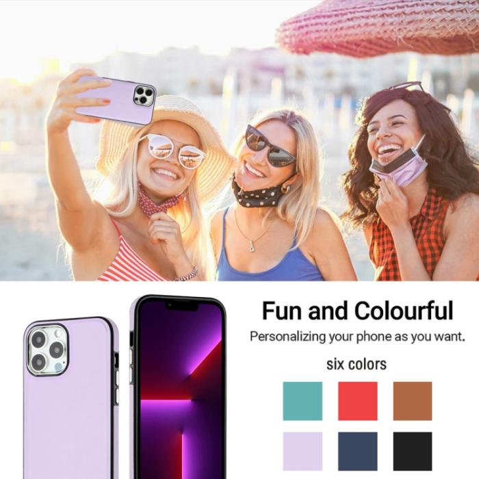 Bild 6,  iPhone 15 Pro Skal Läderbelagt Lila - Teknikhallen.se