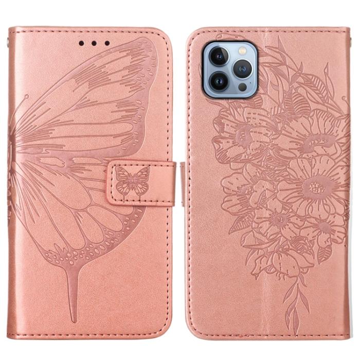 Bild 2,  iPhone 15 Pro Fodral Med Fjäril Tryck Roséguld - Teknikhallen.se