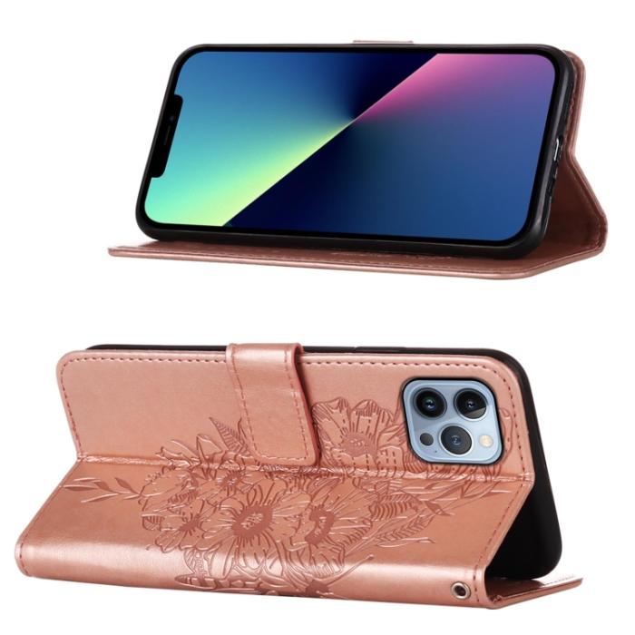 Bild 4,  iPhone 15 Pro Fodral Med Fjäril Tryck Roséguld - Teknikhallen.se