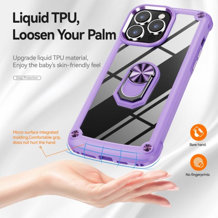 Bild 3,  iPhone 15 Pro Skal Ring Shockproof Hybrid Lila - Teknikhallen.se