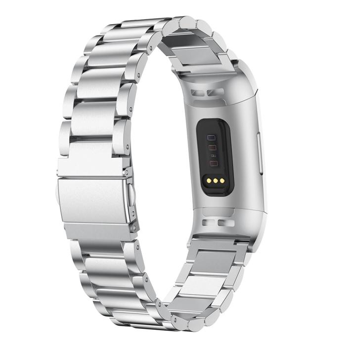 Bild 2,  Lyxigt Metallarmband Fitbit Charge 3 / 4 Silver - Teknikhallen.se