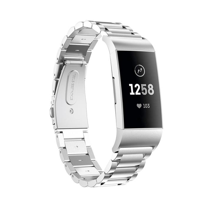 Bild 4,  Lyxigt Metallarmband Fitbit Charge 3 / 4 Silver - Teknikhallen.se