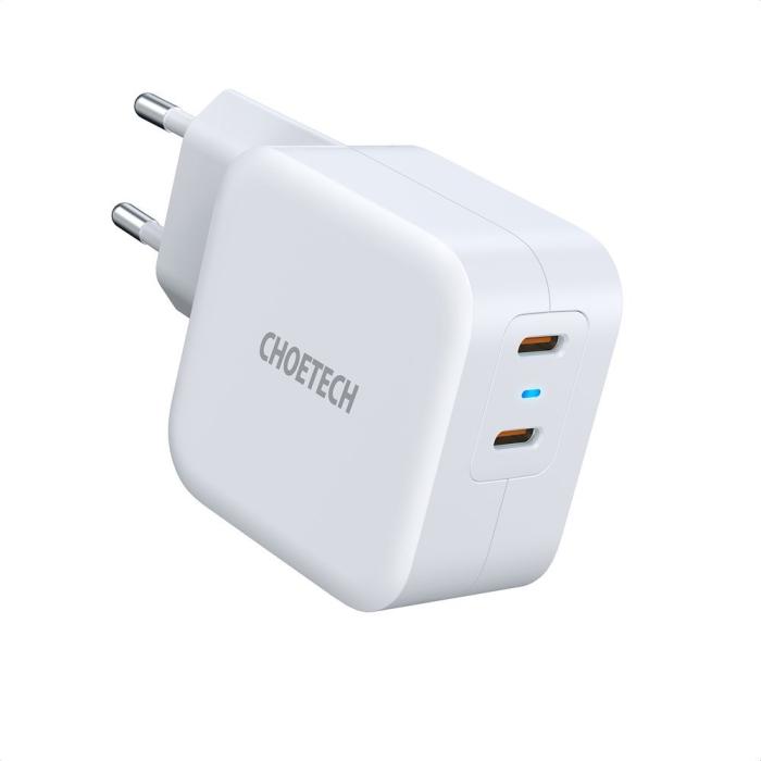 Bild 2, Choetech Choetech 40W 3A 2x USB-C Power Delivery Snabbladdare - Vit - Teknikhallen.se