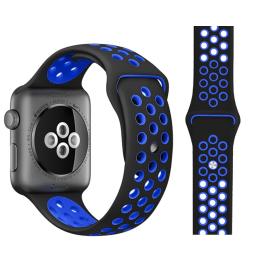  Ihåligt Silikon Armband Apple Watch 41/40/38 mm (M/L) - Svart/Blå - Teknikhallen.se