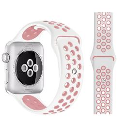  Ihåligt Silikon Armband Apple Watch 41/40/38 mm (M/L) - Vit/Rosa - Teknikhallen.se