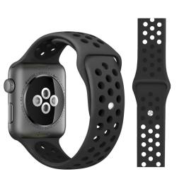  Ihåligt Silikon Armband Apple Watch 41/40/38 mm (M/L) - Svart - Teknikhallen.se