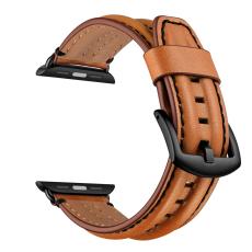  &Auml;kta L&auml;der Armband Apple Watch 42/44/45/46/49 mm Brun - Teknikhallen.se