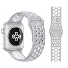  Ih&aring;ligt Silikon Armband Apple Watch 42/41/40/38 mm (M/L) - Gr&aring;/Vit - Teknikhallen.se