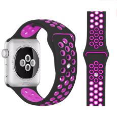  Ih&aring;ligt Silikon Armband Apple Watch 42/41/40/38 mm (M/L) - Svart/Lila - Teknikhallen.se
