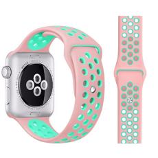  Ih&aring;ligt Silikon Armband Apple Watch 42/41/40/38 mm (M/L) - Rosa/Mint - Teknikhallen.se