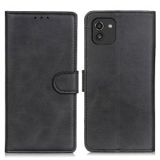  Samsung Galaxy A03 Fodral Solid L&auml;der Svart - Teknikhallen.se