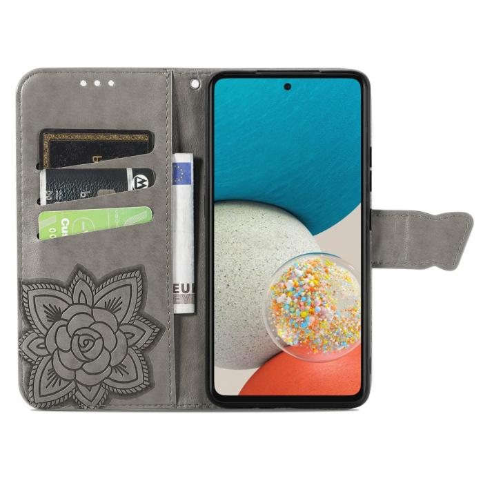 Bild 4,  Samsung Galaxy A53 5G Fodral Butterfly Grå - Teknikhallen.se