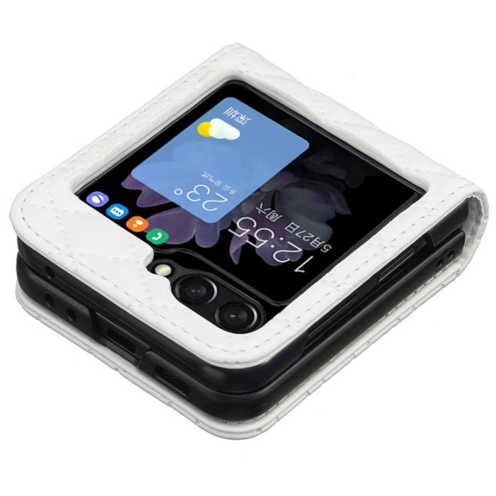 Bild 5,  Galaxy Z Flip 6 / 7 FE Skal Diamond Textur Vit - Teknikhallen.se