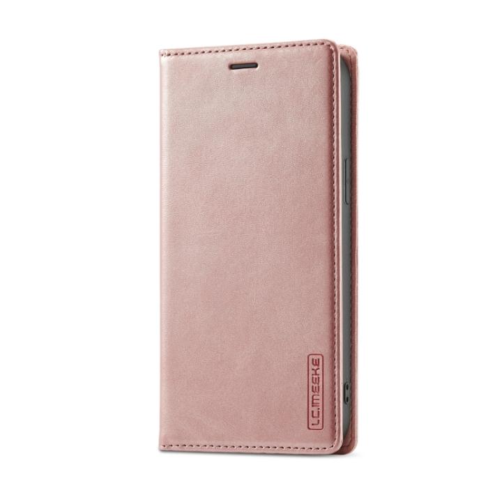 Bild 2, LC.IMEEKE LC.IMEEKE iPhone 14 Pro Fodral Flip Läder Roséguld - Teknikhallen.se