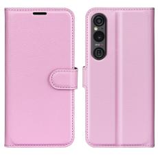  Sony Xperia 1 VI Fodral Litchi L&auml;der Ljus Rosa - Teknikhallen.se
