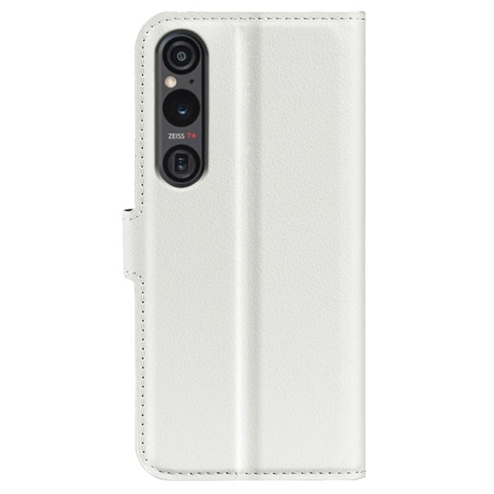 Bild 6,  Sony Xperia 1 VI Fodral Litchi Läder Vit - Teknikhallen.se