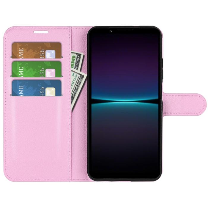 Bild 2,  Sony Xperia 1 VI Fodral Litchi Läder Ljus Rosa - Teknikhallen.se