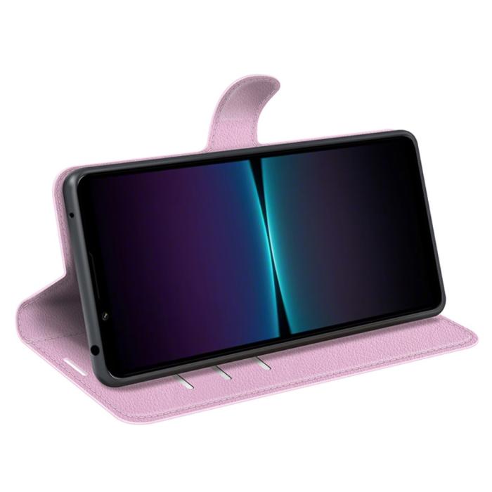 Bild 3,  Sony Xperia 1 VI Fodral Litchi Läder Ljus Rosa - Teknikhallen.se